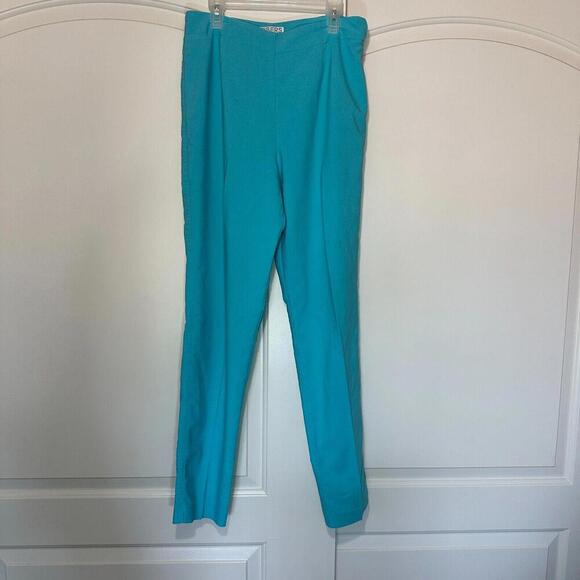 Fibers By Barbara Lesser Vintage Seam Front Pants Blue Turquoise Size: 8 - Picture 1 of 4